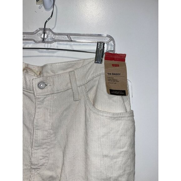 NWT Levis 94 Baggy Corduroy Pants Mid Rise Straight Leg Size 33 Cream Womens - Picture 4 of 12